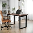 thumbnail image 1 of BizChair Commercial 48x24 Conference Table with 1" Thick Double Sided Laminate Table Top with PVC Edging and Heavy Duty U-Frame Steel Base, Walnut, 1 of 11