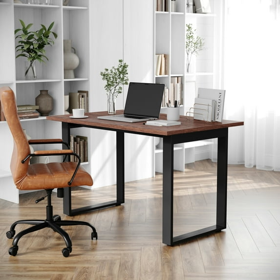 BizChair Commercial 48x30 Conference Table with 1" Thick Double Sided Laminate Table Top with PVC Edging and Heavy Duty U-Frame Steel Base, Walnut