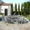 thumbnail image 1 of BizChair Commercial 7 Piece Adirondack Dining Set with 72" Rectangle Indoor/Outdoor Recycled HDPE Table and 6 Chairs with Cupholders in Gray, 1 of 14