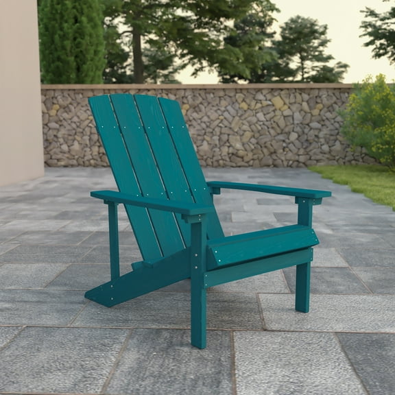BizChair Commercial All-Weather Poly Resin Wood Adirondack Chair in Sea Foam