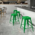 thumbnail image 1 of BizChair Commercial Grade 24" High Backless Distressed Green Metal Indoor-Outdoor Counter Height Stool, 1 of 12