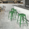 thumbnail image 1 of BizChair Commercial Grade 24" High Backless Green Metal Indoor-Outdoor Counter Height Stool with Square Seat, 1 of 13