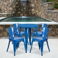 thumbnail image 1 of BizChair Commercial Grade 24" Round Blue Metal Indoor-Outdoor Table Set with 4 Arm Chairs, 1 of 5