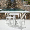 thumbnail image 1 of BizChair Commercial Grade 24" Round White Metal Indoor-Outdoor Table Set with 2 Vertical Slat Back Chairs, 1 of 5