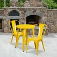 thumbnail image 1 of BizChair Commercial Grade 24" Round Yellow Metal Indoor-Outdoor Table Set with 2 Cafe Chairs, 1 of 6