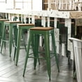 thumbnail image 1 of BizChair Commercial Grade 30" High Backless Green Metal Indoor-Outdoor Barstool with Teak Poly Resin Wood Seat, 1 of 12