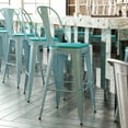 thumbnail image 1 of BizChair Commercial Grade 30" High Mint Green Metal Indoor-Outdoor Barstool with Back with Mint Green Poly Resin Wood Seat, 1 of 13