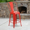 thumbnail image 1 of BizChair Commercial Grade 4 Pack 24" High Red Metal Indoor-Outdoor Counter Height Stool with Removable Back, 1 of 15