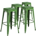 thumbnail image 1 of BizChair Commercial Grade 4 Pack 30" High Backless Distressed Green Metal Indoor-Outdoor Barstool, 1 of 3