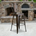 thumbnail image 1 of BizChair Commercial Grade 4 Pack 30" High Distressed Copper Metal Indoor-Outdoor Barstool with Back, 1 of 15