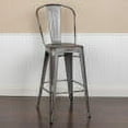 thumbnail image 1 of BizChair Commercial Grade 4 Pack 30" High Distressed Silver Gray Metal Indoor-Outdoor Barstool with Back, 1 of 16