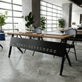 thumbnail image 1 of BizChair Commercial Grade 72" x 24" Heavy-Duty Nesting Flip Training Table with Y-Legs, Modesty Panel, 1" Thick Walnut Tabletop, and Black Steel Frame, 1 of 17