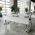 thumbnail image 1 of BizChair Commercial Grade 72" x 24" Heavy-Duty Nesting Flip Training Table with T-Legs, Modesty Panel, 1" Thick Gray Tabletop, and Gray Steel Frame, 1 of 17