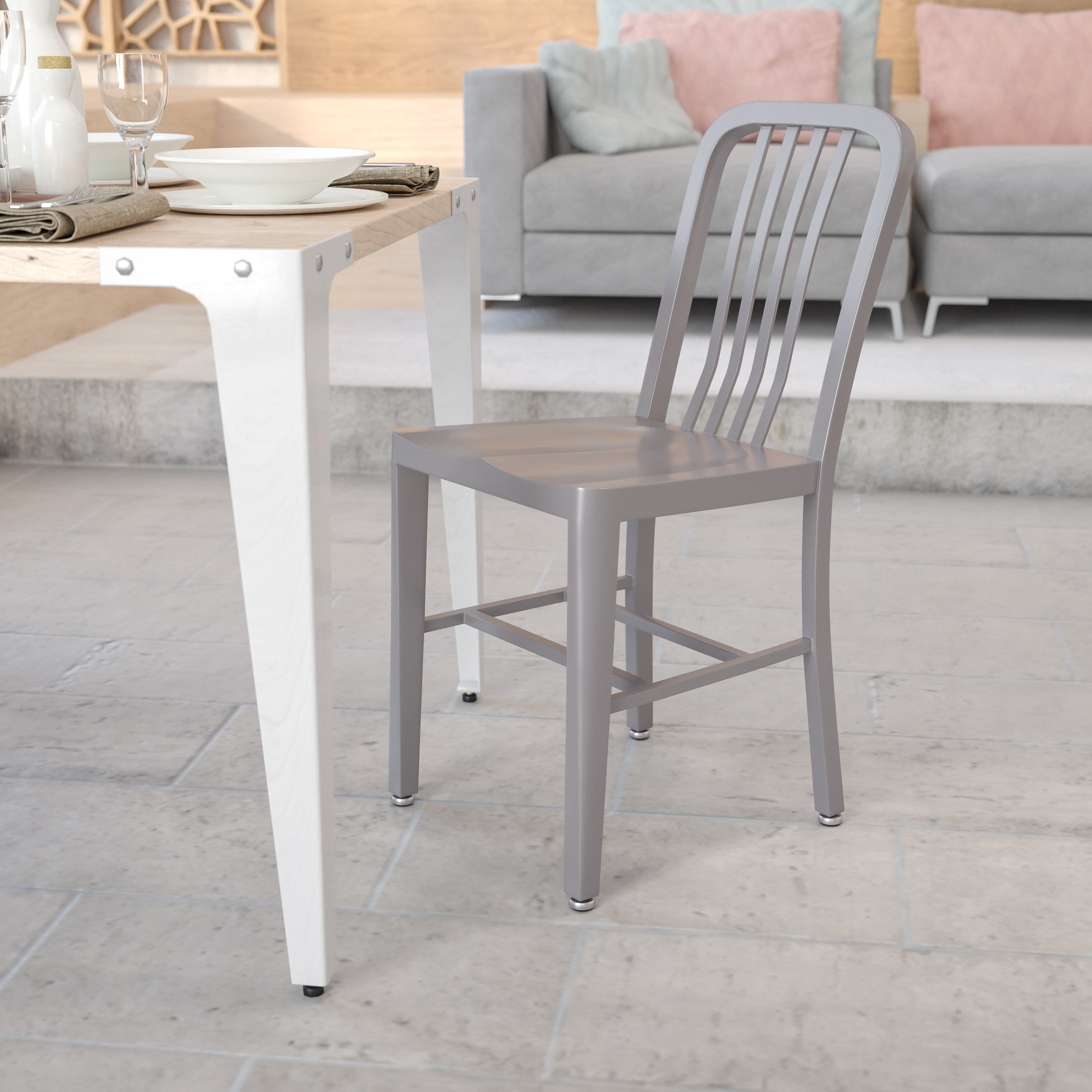 Commercial Grade Metal Indoor-Outdoor Chair with Arms