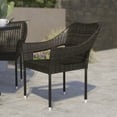 thumbnail image 1 of BizChair Commercial Grade Stacking Patio Chair, All Weather PE Rattan Wicker Patio Dining Chair in Espresso, 1 of 11