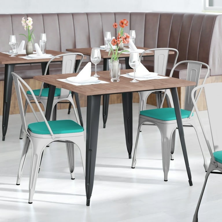 BizChair Commercial Grade White Metal Indoor-Outdoor Stackable