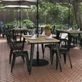 thumbnail image 1 of BizChair Commercial Indoor/Outdoor Dining Table with Umbrella Hole, 30" x 60" All Weather Brown Poly Resin Top and Black Steel Base, 1 of 10
