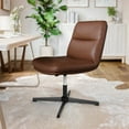 thumbnail image 1 of BizChair Commercial Mid-Back Cognac Padded LeatherSoft Armless Stationary Task Office Chair with Adjustable Height, Swivel Function, and Black Frame, 1 of 11