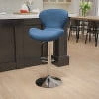 BizChair Contemporary Blue Fabric Adjustable Height Barstool with Curved Back and Chrome Base