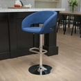thumbnail image 1 of BizChair Contemporary Blue Fabric Adjustable Height Barstool with Rounded Mid-Back and Chrome Base, 1 of 13