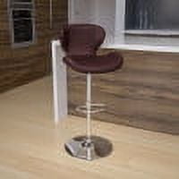 BizChair Contemporary Brown Vinyl Adjustable Height Barstool with Curved Back and Chrome Base