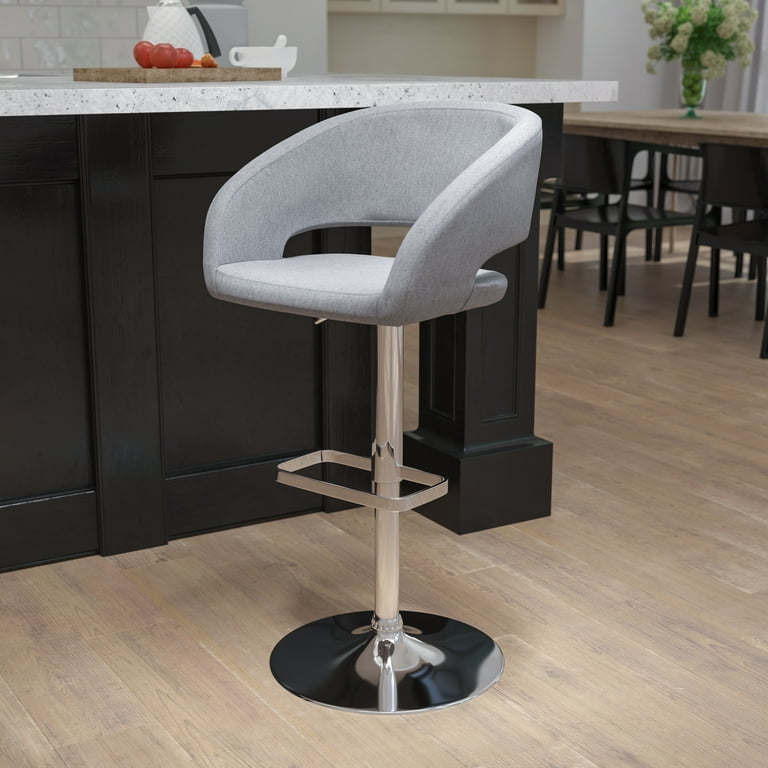 Adjustable height bar stool with back outlet