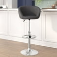 thumbnail image 1 of BizChair Contemporary Gray Vinyl Adjustable Height Barstool with Barrel Back and Chrome Base, 1 of 8