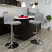 BizChair Contemporary Gray Vinyl Adjustable Height Barstool with Rolled Seat and Chrome Base