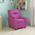 thumbnail image 1 of BizChair Contemporary Hot Pink Vinyl Kids Recliner with Cup Holder, 1 of 12