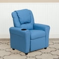 thumbnail image 1 of BizChair Contemporary Light Blue Vinyl Kids Recliner with Cup Holder and Headrest, 1 of 9