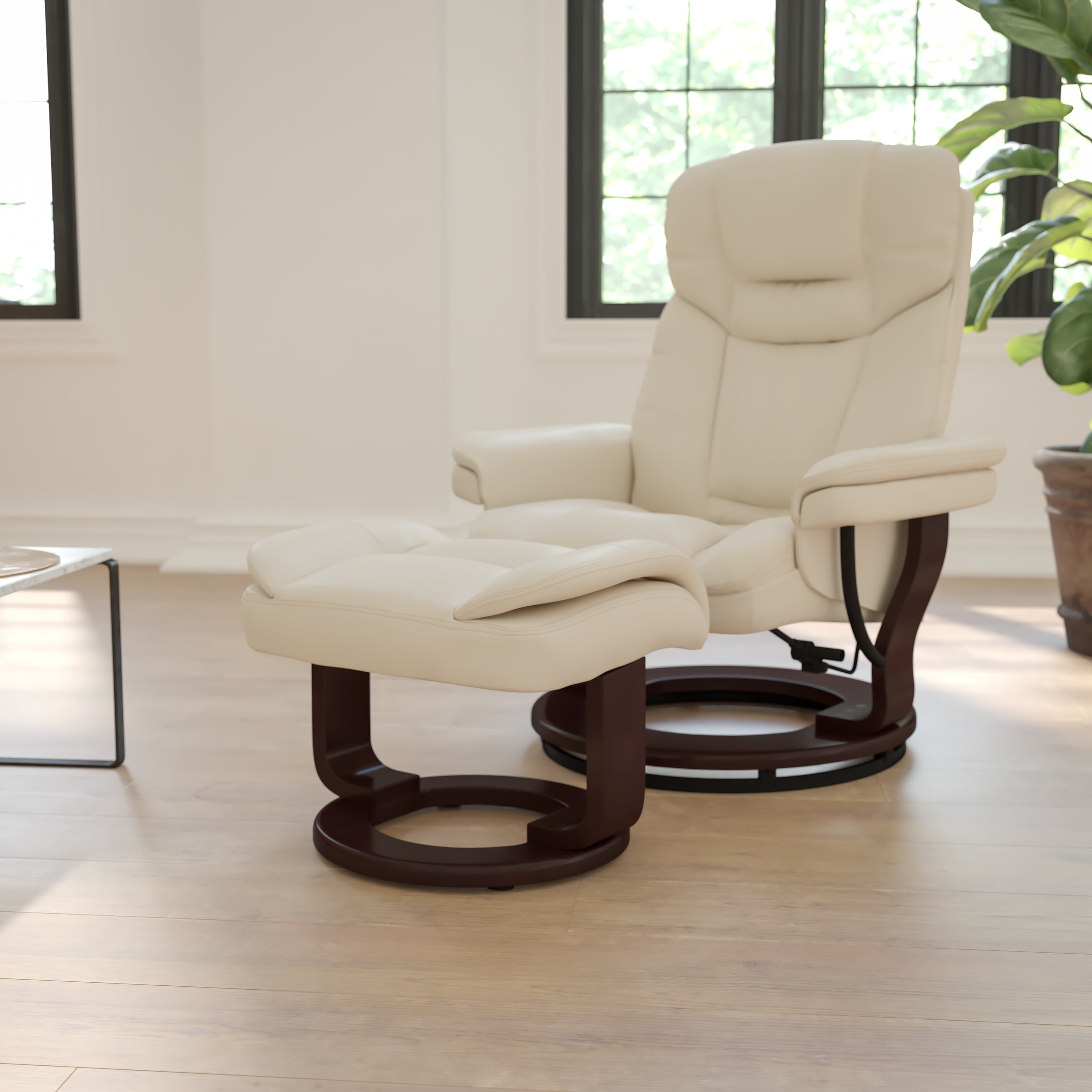 Contemporary recliner on sale with ottoman