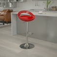 thumbnail image 1 of BizChair Contemporary Red Plastic Adjustable Height Barstool with Rounded Cutout Back and Chrome Base, 1 of 12