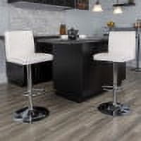 BizChair Contemporary White Vinyl Adjustable Height Barstool with Panel Back and Chrome Base