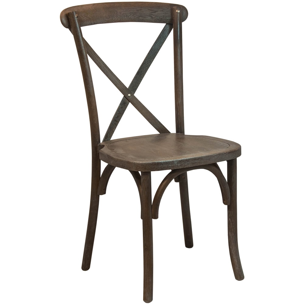 Elegant Elmwood Dark Driftwood X-Back Dining Chair