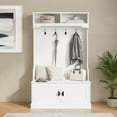 thumbnail image 1 of BizChair Double Door Coat Rack 2 Upper Storage Cubbies Storage Bench Hall Tree, 1 of 14