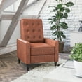 thumbnail image 1 of BizChair Ezra Mid-Century Modern LeatherSoft Upholstered Button Tufted Pushback Recliner in Cognac Brown for Residential & Commercial Use, 1 of 13