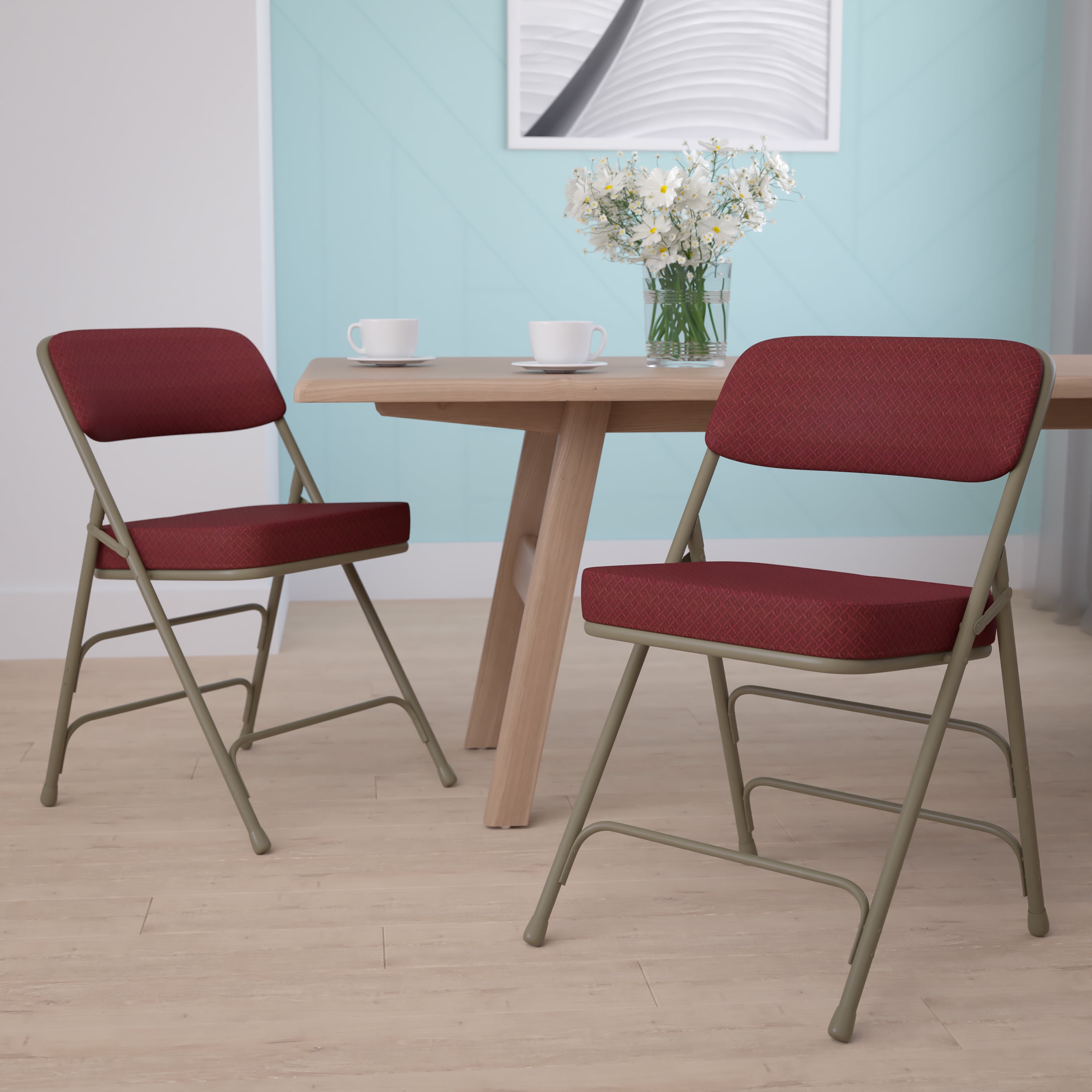 BizChair Fabric Folding Chair 2 Pack Burgundy Walmart