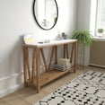 thumbnail image 1 of BizChair Farmhouse 2-Tier Console Accent Table - Warm Oak Finish Engineered Wood Frame - Marble Finish Tabletop - For Entryway or Living Room, 1 of 12