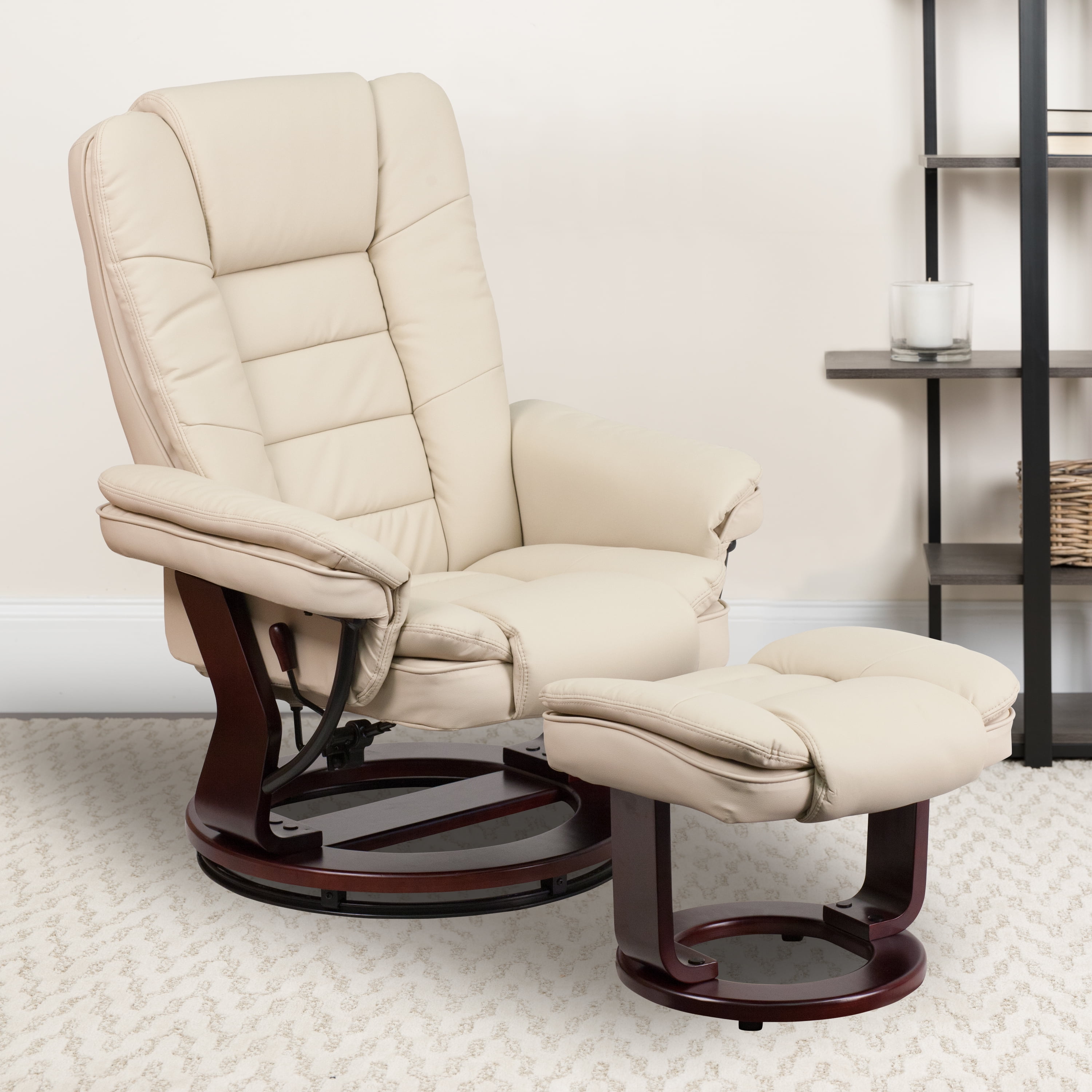 Beige faux on sale leather recliner