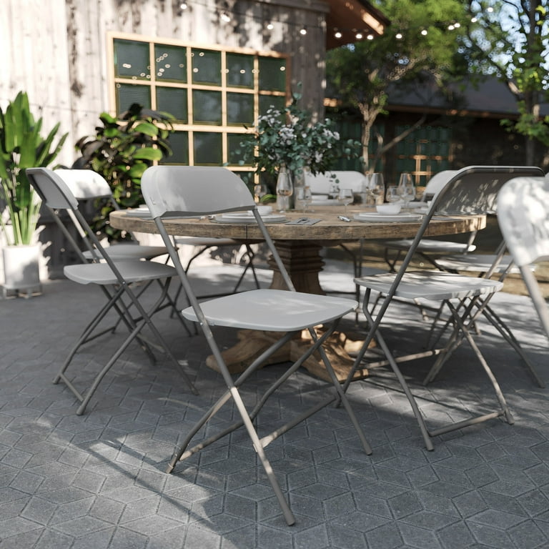 BizChair Folding Chair Beige Plastic Pack 650LB Weight