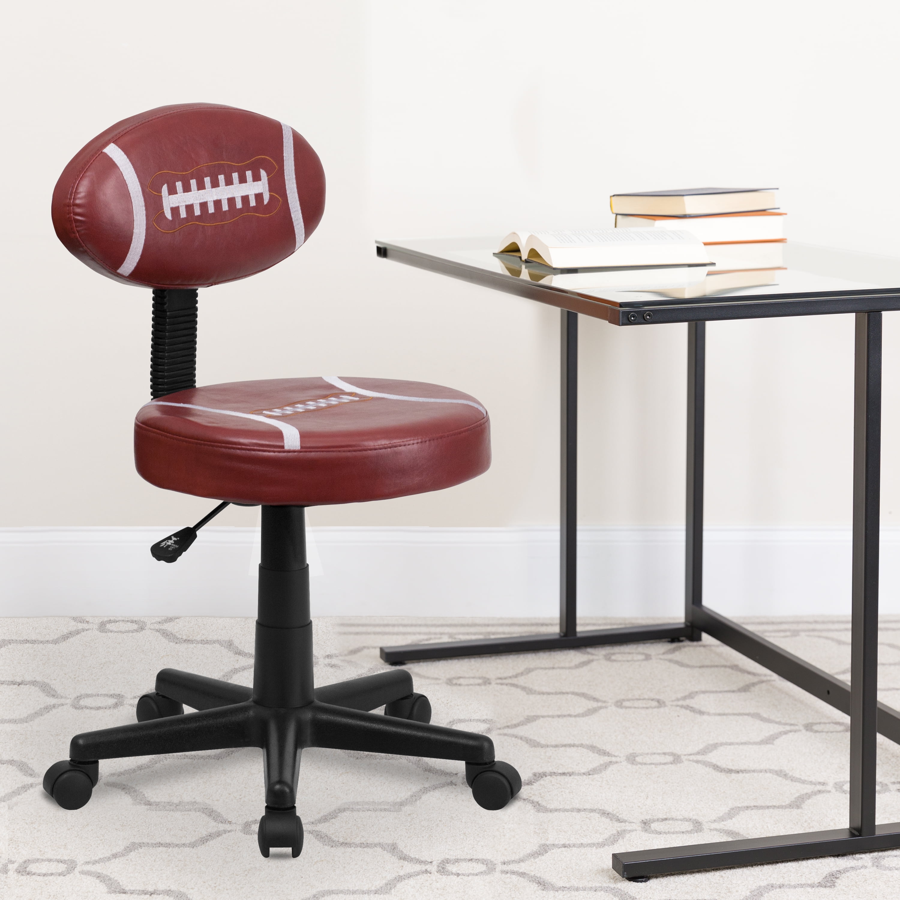 Gridiron Glory Brown Vinyl Swivel Task Chair with Metal Base