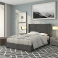 thumbnail image 1 of BizChair Full Size Tufted Upholstered Platform Bed with Accent Nail Trimmed Extended Sides in Dark Gray Fabric, 1 of 7