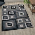 thumbnail image 1 of BizChair Geometric 6' x 9' Blue, Grey, and White Olefin Area Rug with Cotton Backing, Living Room, Bedroom, 1 of 10