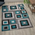 thumbnail image 1 of BizChair Geometric 6' x 9' Turquoise, Grey, and White Olefin Area Rug with Cotton Backing, Living Room, Bedroom, 1 of 10