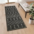 thumbnail image 1 of BizChair Geometric Bohemian Low Pile Rug - 2' x 6' - Dark Gray/Ivory Polyester, 1 of 8