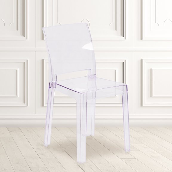 BizChair Ghost Chair with Square Back, Transparent Crystal (Set of 4)
