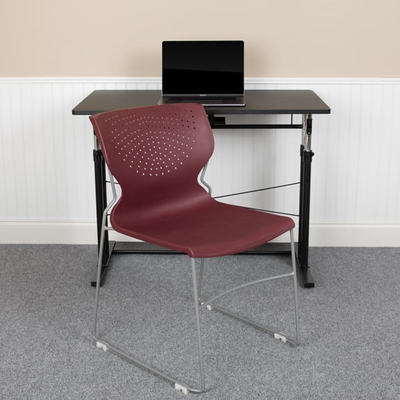 BizChair HERCULES Series 5 Pack 661 lb. Capacity Burgundy Full Back Stack Chair with Gray Powder Coated Frame