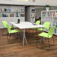 BizChair HERCULES Series 5 Pack 880 lb. Capacity Green Ultra-Compact Stack Chair with Black Powder Coated Frame