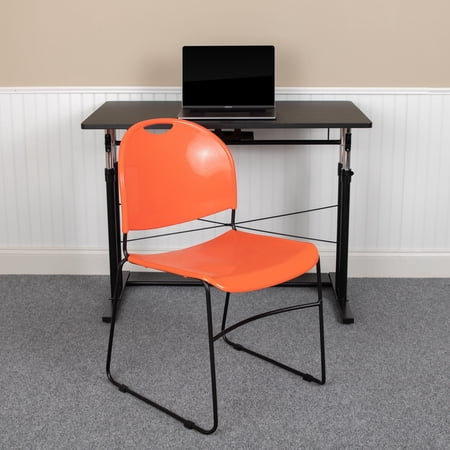 BizChair HERCULES Series 5 Pack 880 lb. Capacity Orange Ultra-Compact Stack Chair with Black Powder Coated Frame