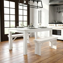 BizChair HERCULES Series 60" x 38" Rectangular Antique Rustic White Solid Pine Farm Dining Table